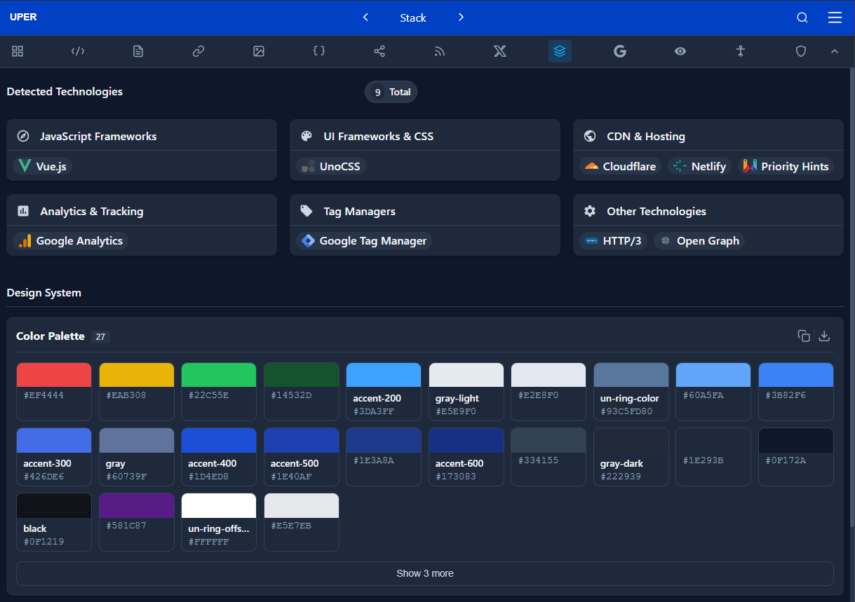 Color Palette in UPER SEO Auditor